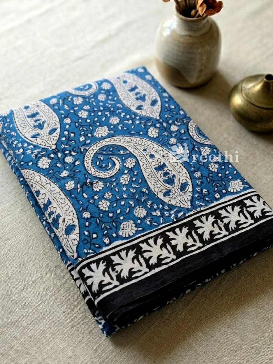 Mul Cotton Handblock Printed Teal